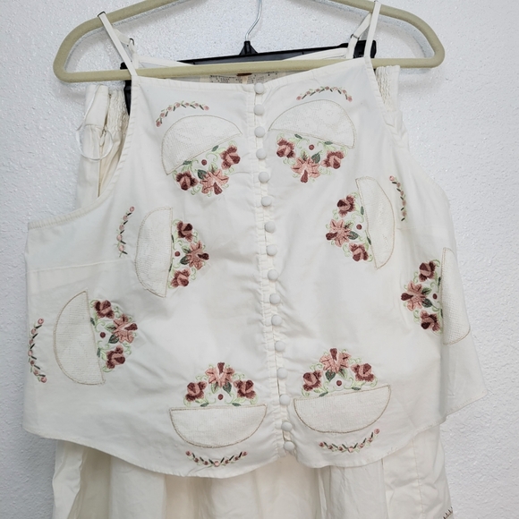 Free People Maeberrie Top & Skirt Set Coord Embroidered NWT Ivory Size XL - Picture 7 of 16